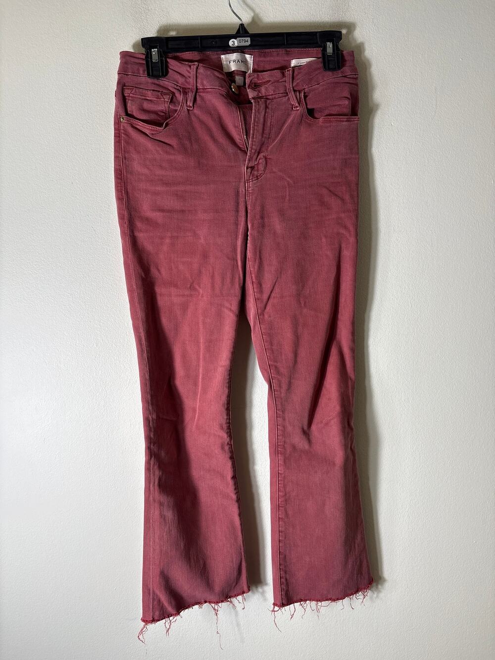 Frame Red Washed Le Crop Mini Boot Sz 27